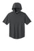 Sport-Tek ST445 Mens Club Short Sleeve Hooded T-Shirt Hoodie Iron Grey Flat Front