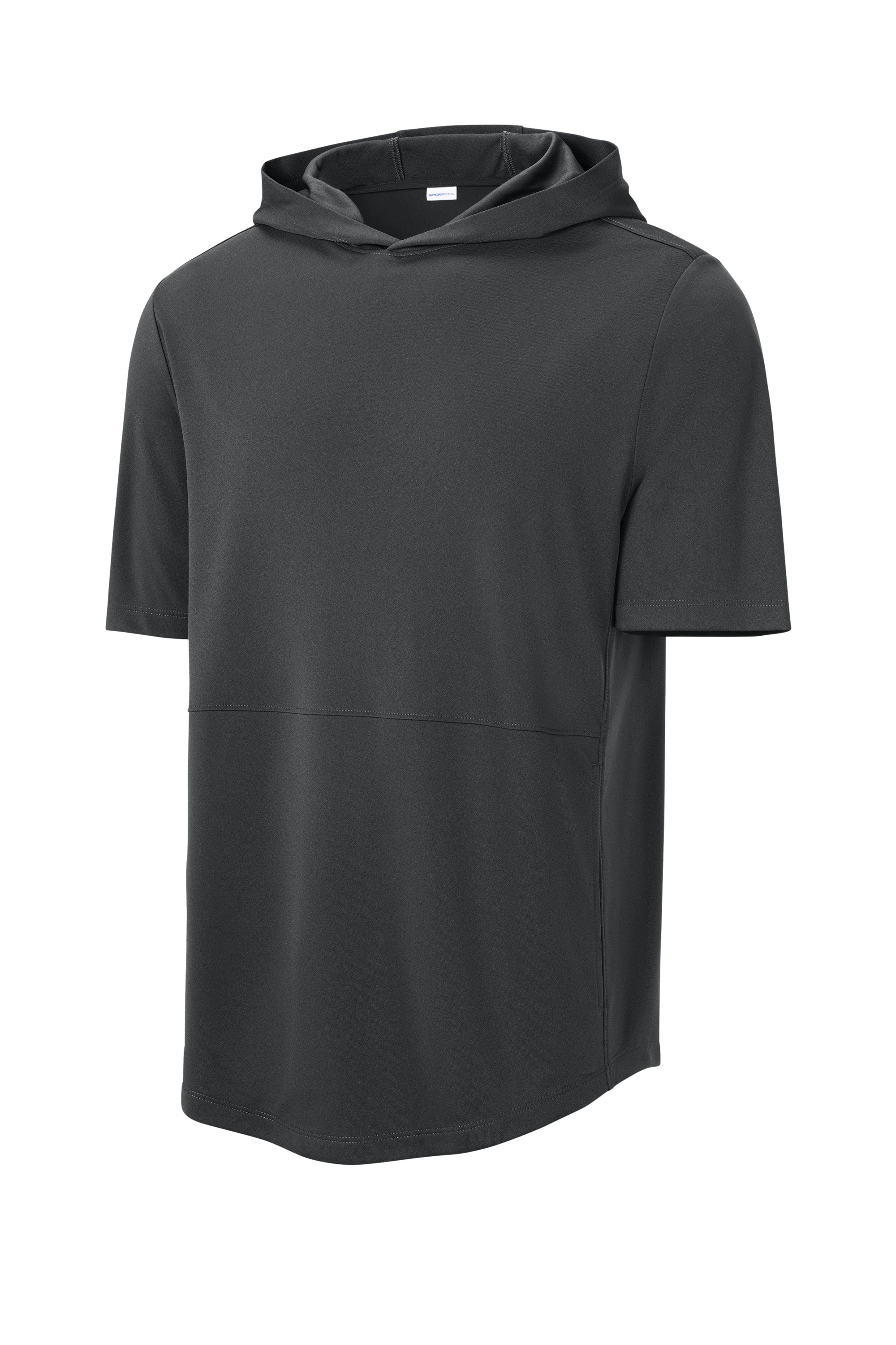 Sport-Tek ST445 Mens Club Short Sleeve Hooded T-Shirt Hoodie Iron Grey Form Front