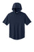 Sport-Tek ST445 Mens Club Short Sleeve Hooded T-Shirt Hoodie True Navy Blue Flat Front