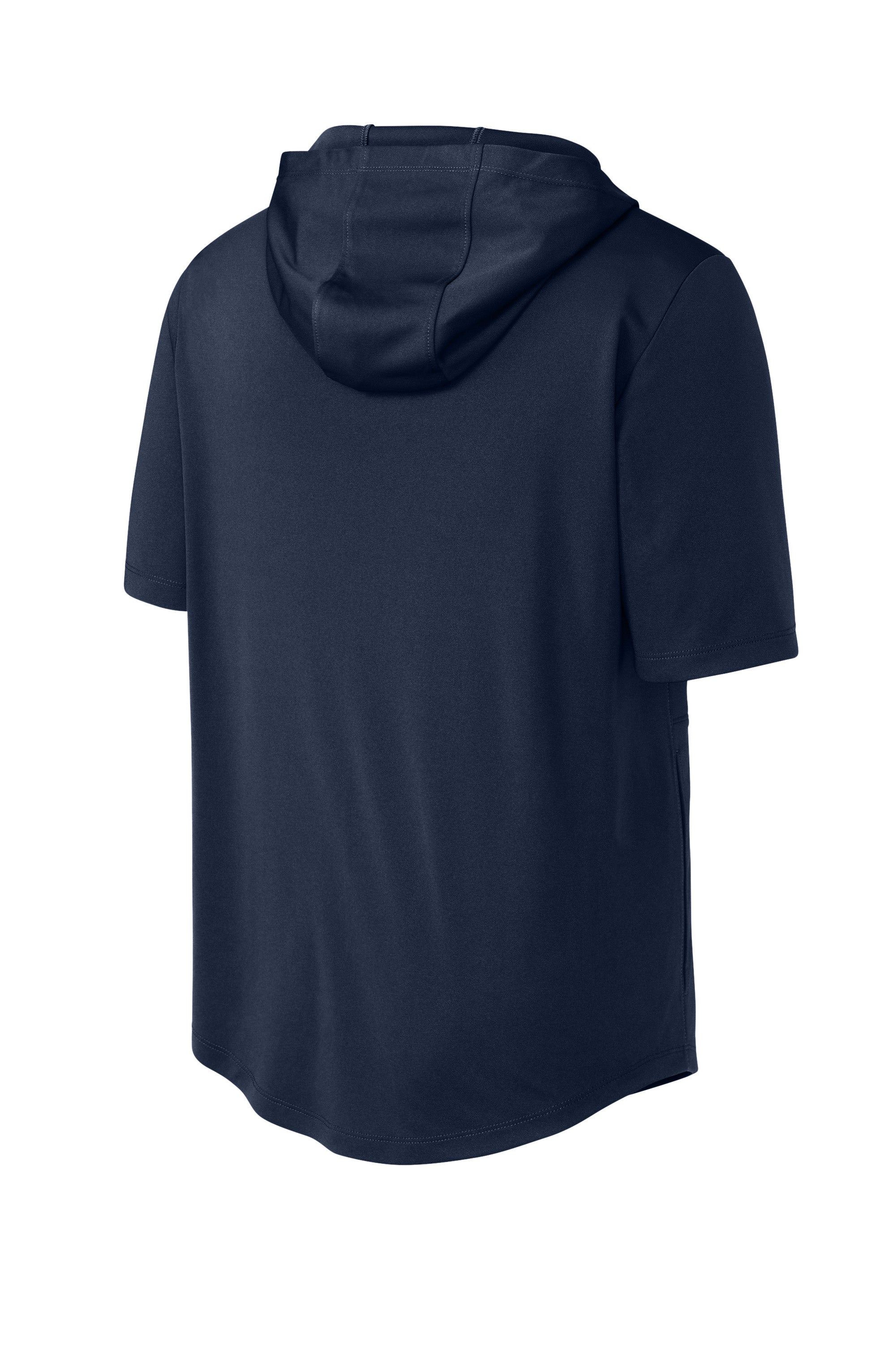 Sport-Tek ST445 Mens Club Short Sleeve Hooded T-Shirt Hoodie True Navy Blue Forn Back