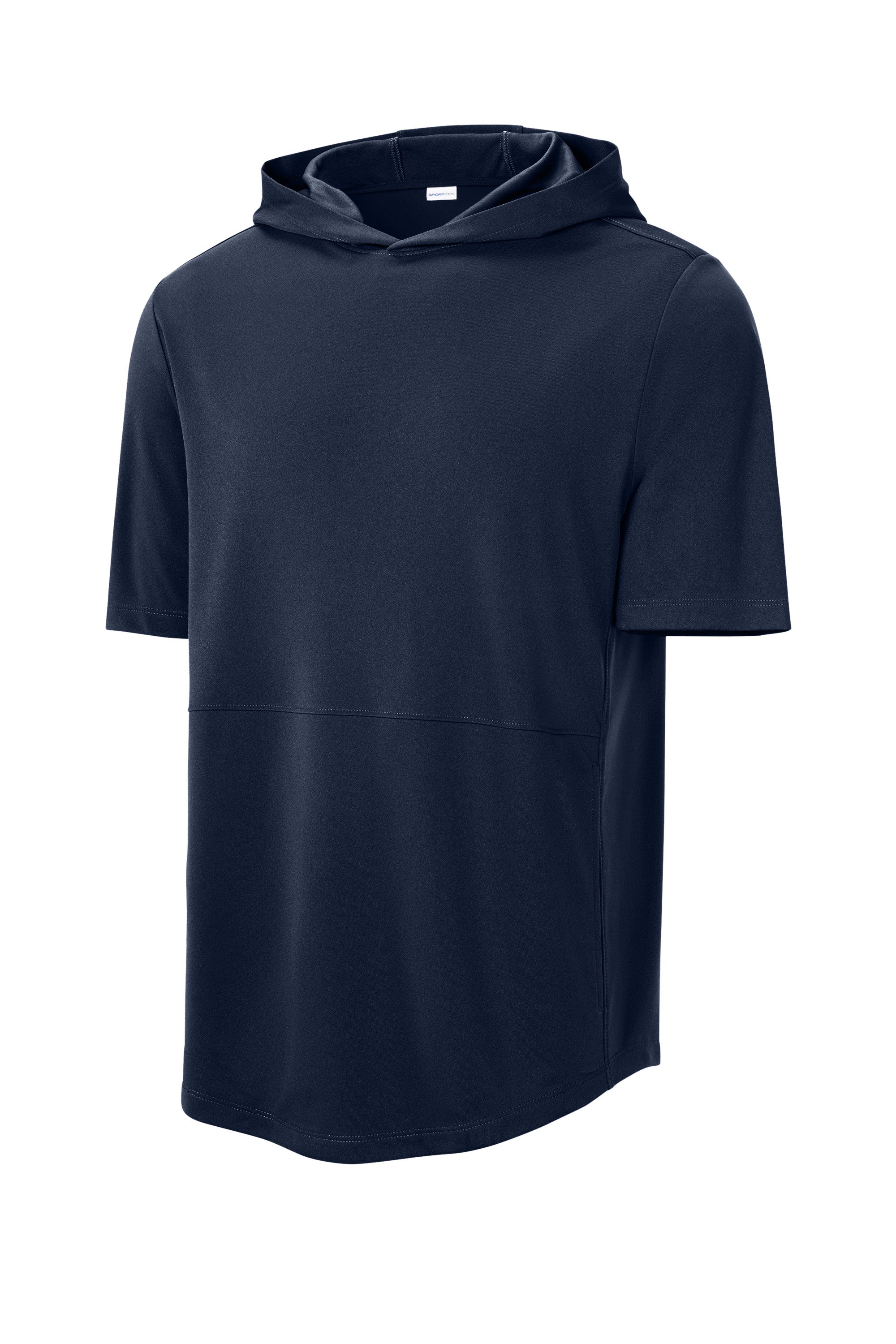 Sport-Tek ST445 Mens Club Short Sleeve Hooded T-Shirt Hoodie True Navy Blue Form Front