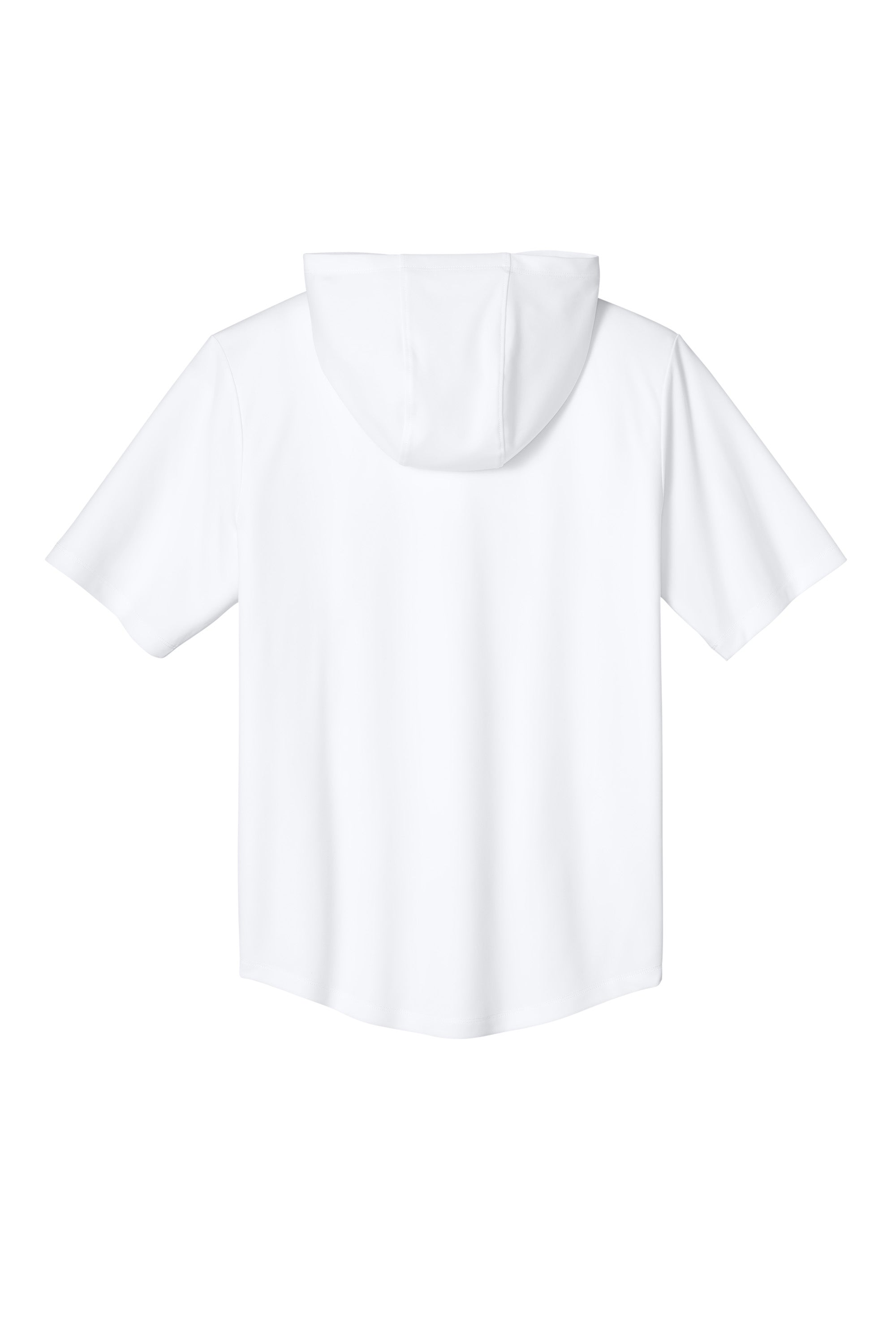 Sport-Tek ST445 Mens Club Short Sleeve Hooded T-Shirt Hoodie White Flat Back