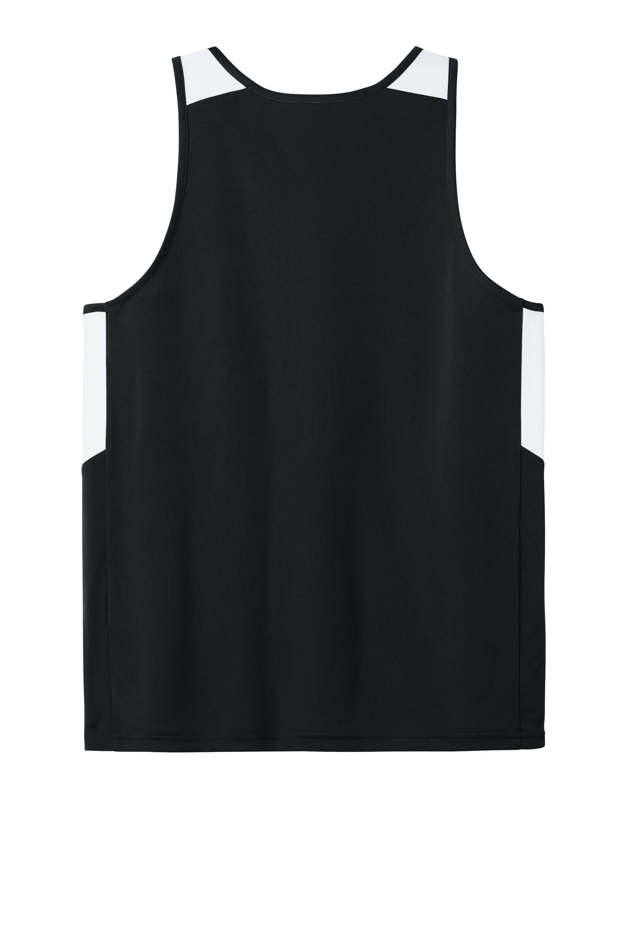 Sport-Tek ST446 Mens Club Track Tank Top Black/White Flat Back