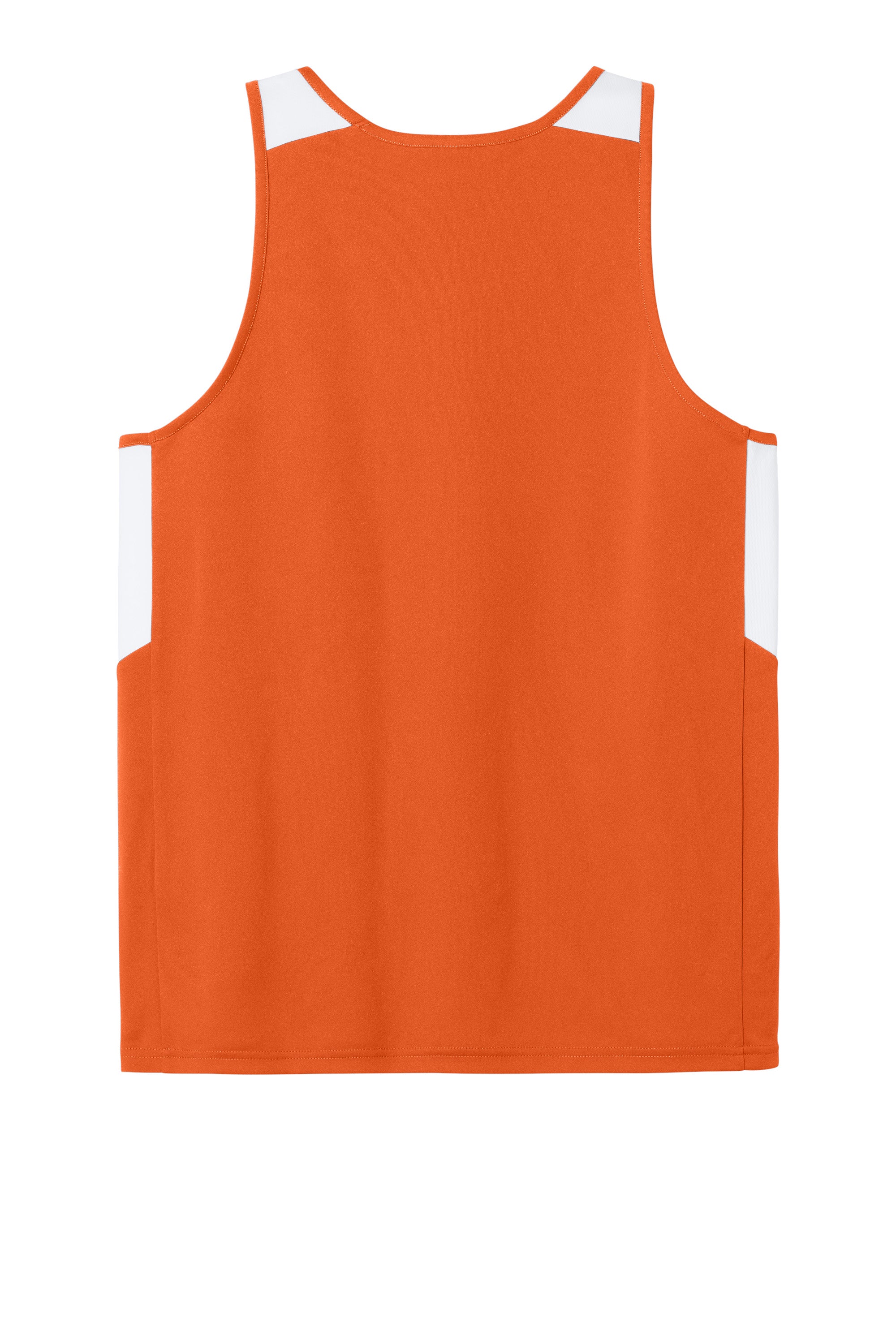 Sport-Tek ST446 Mens Club Track Tank Top Deep Orange/White Flat Back