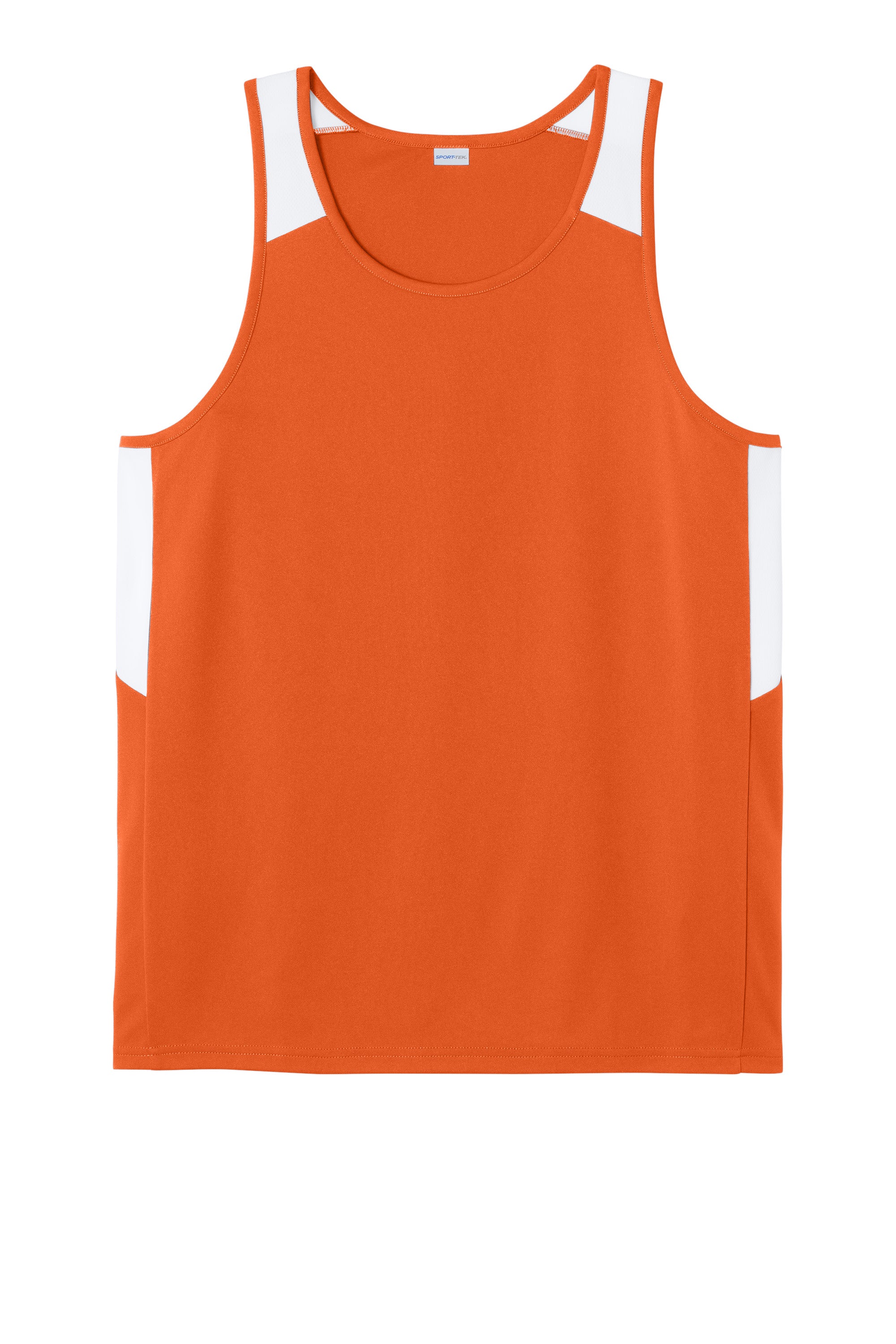 Sport-Tek ST446 Mens Club Track Tank Top Deep Orange/White Flat Front