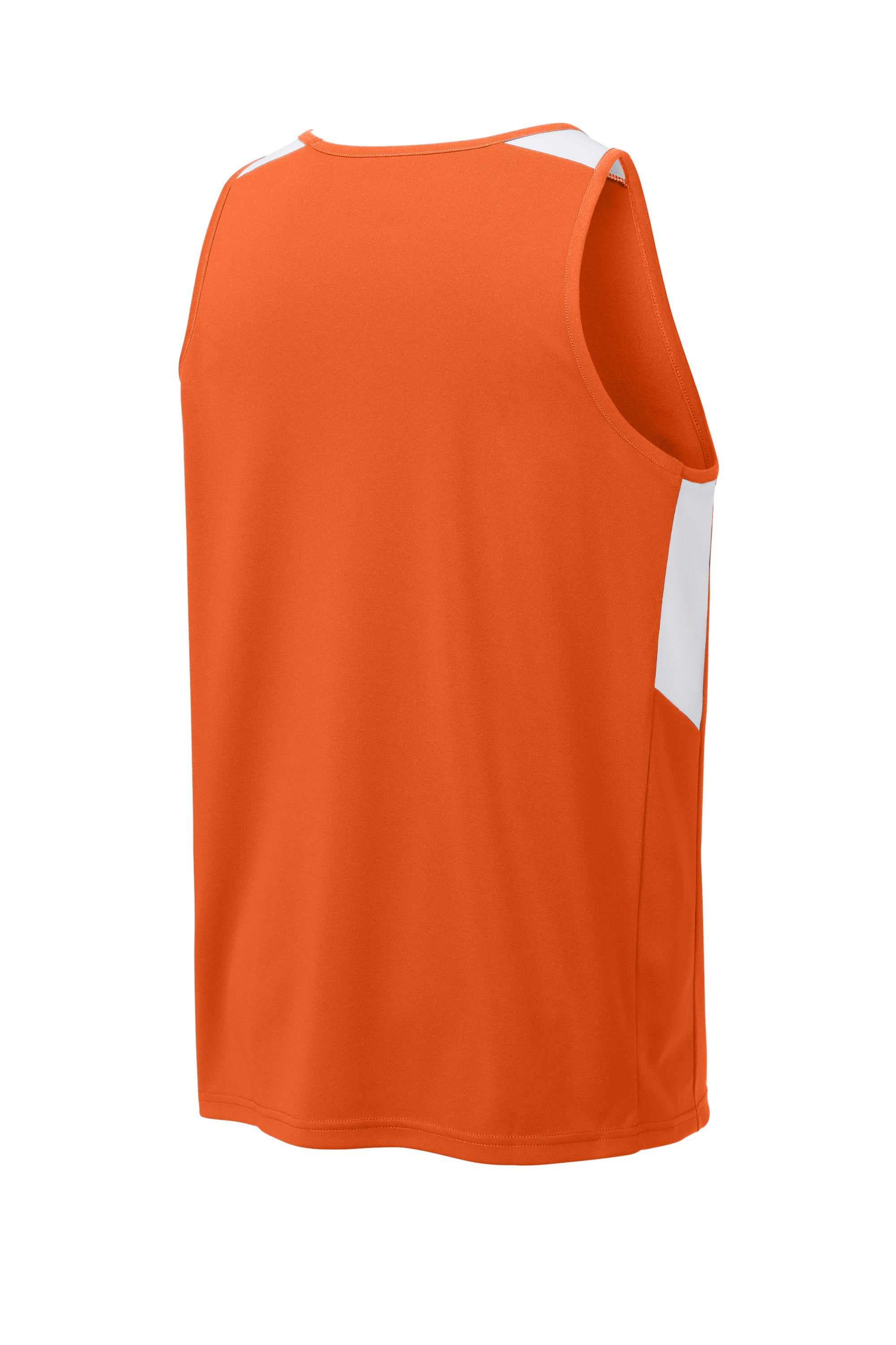 Sport-Tek ST446 Mens Club Track Tank Top Deep Orange/White Forn Back