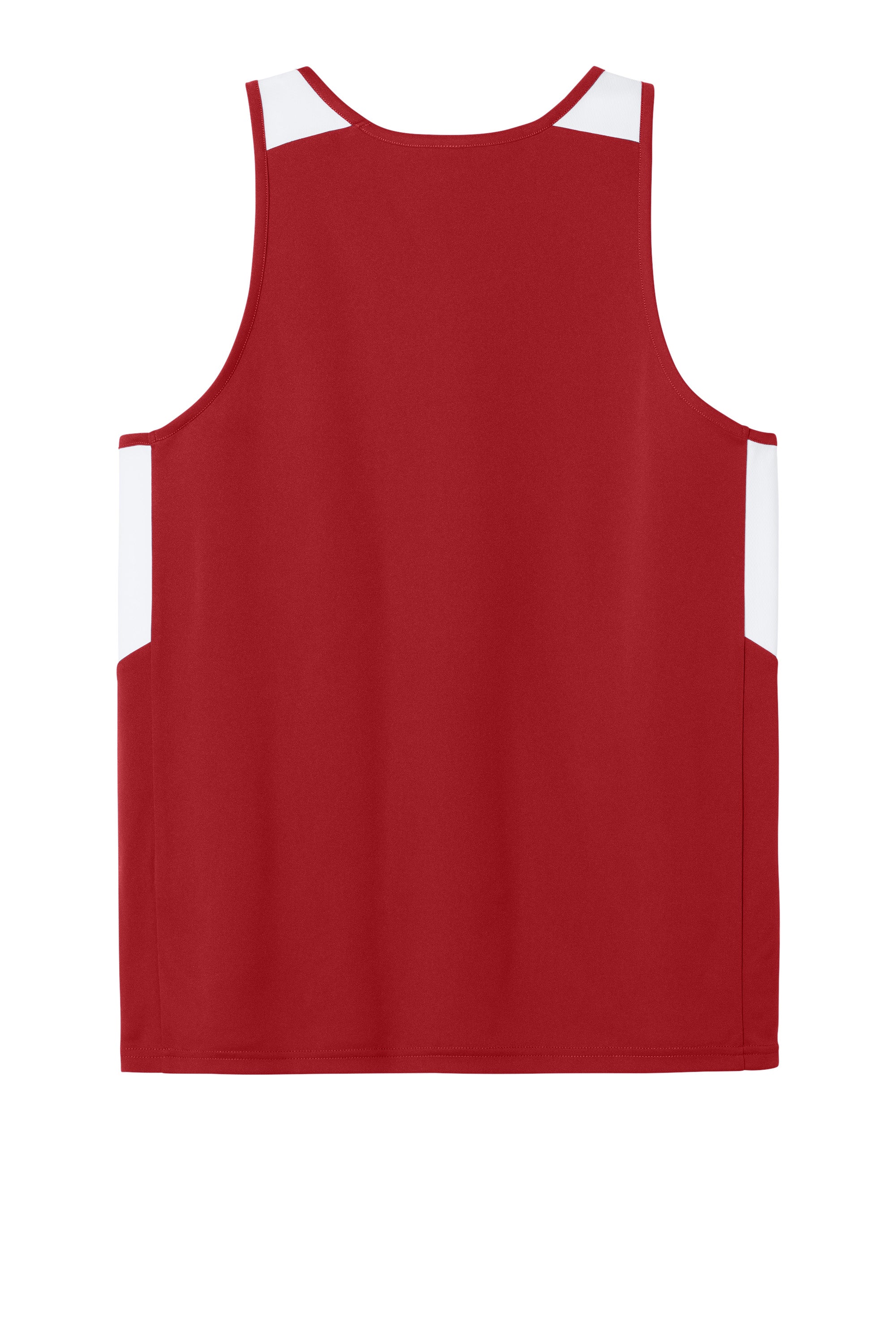 Sport-Tek ST446 Mens Club Track Tank Top Deep Red/White Flat Back