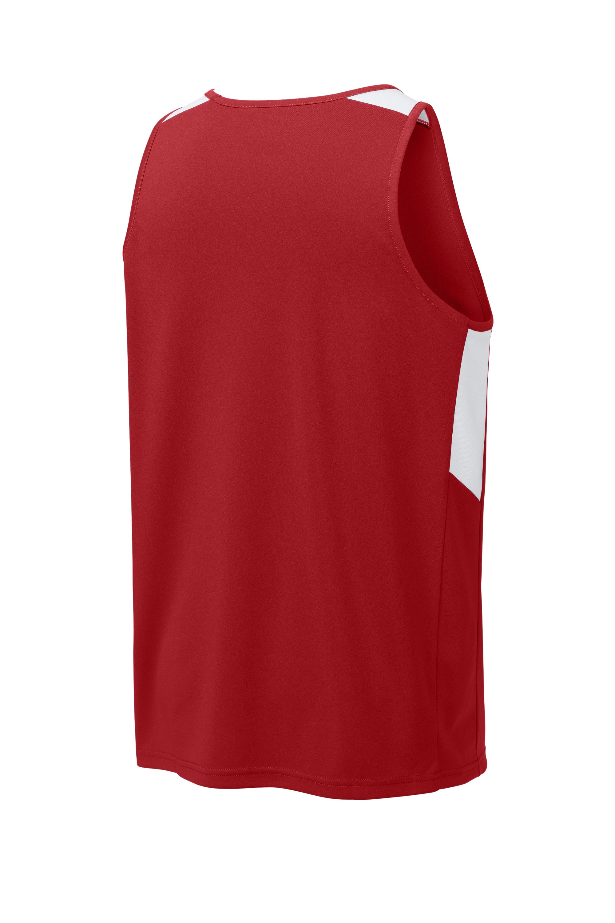 Sport-Tek ST446 Mens Club Track Tank Top Deep Red/White Forn Back