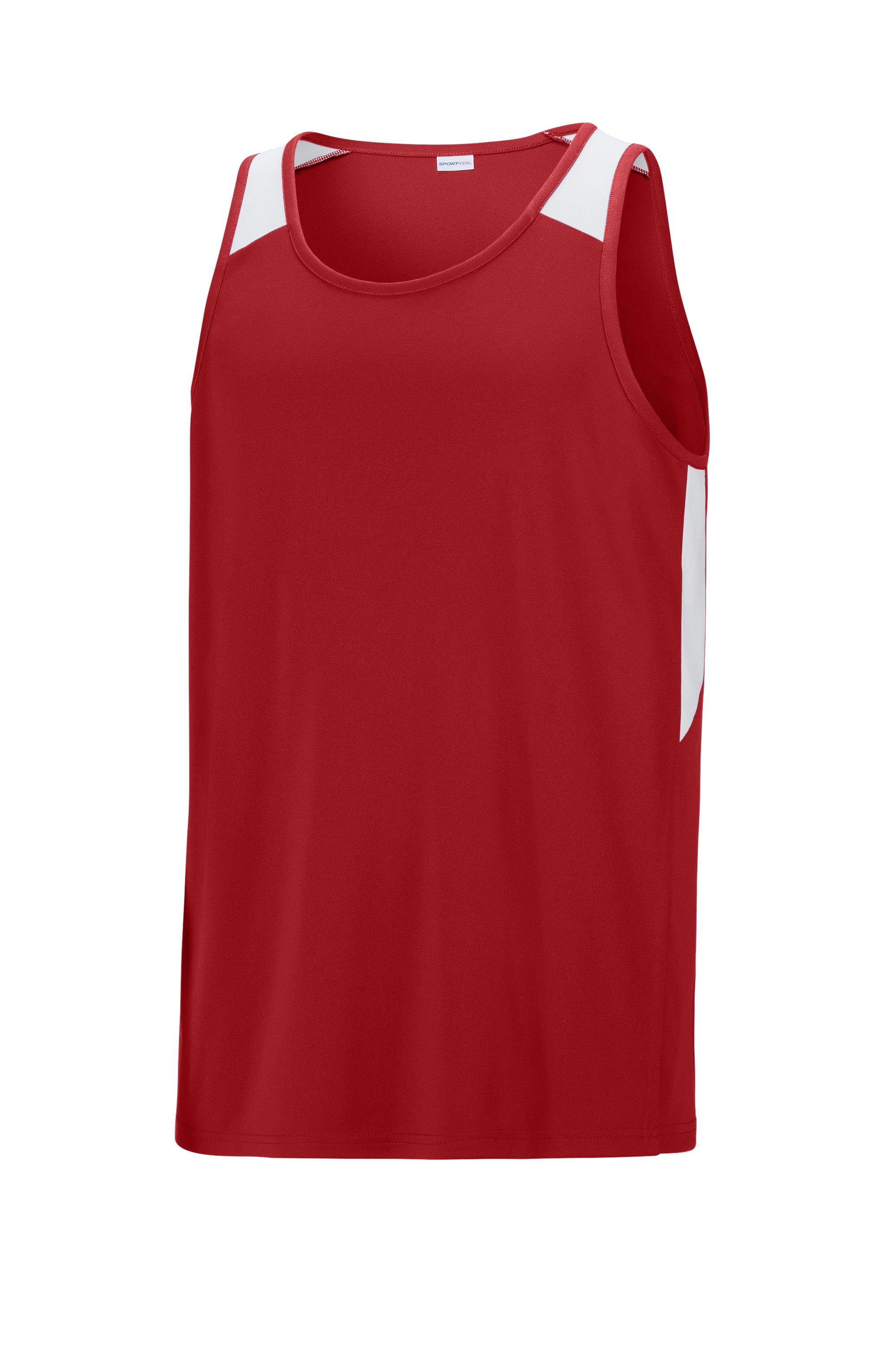 Sport-Tek ST446 Mens Club Track Tank Top Deep Red/White Form Front