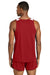 Sport-Tek ST446 Mens Club Track Tank Top Deep Red/White Model Back