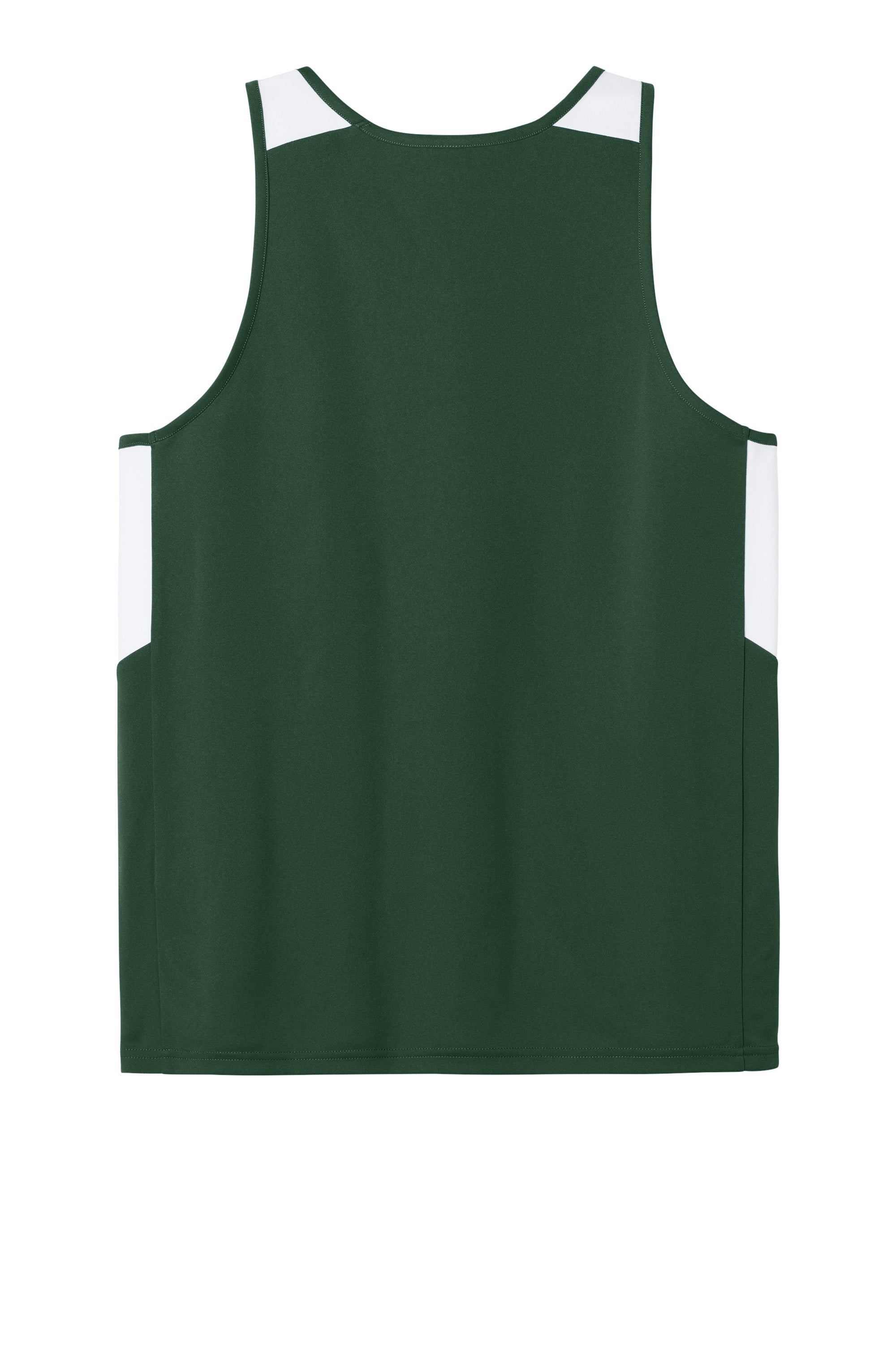 Sport-Tek ST446 Mens Club Track Tank Top Forest Green/White Flat Back