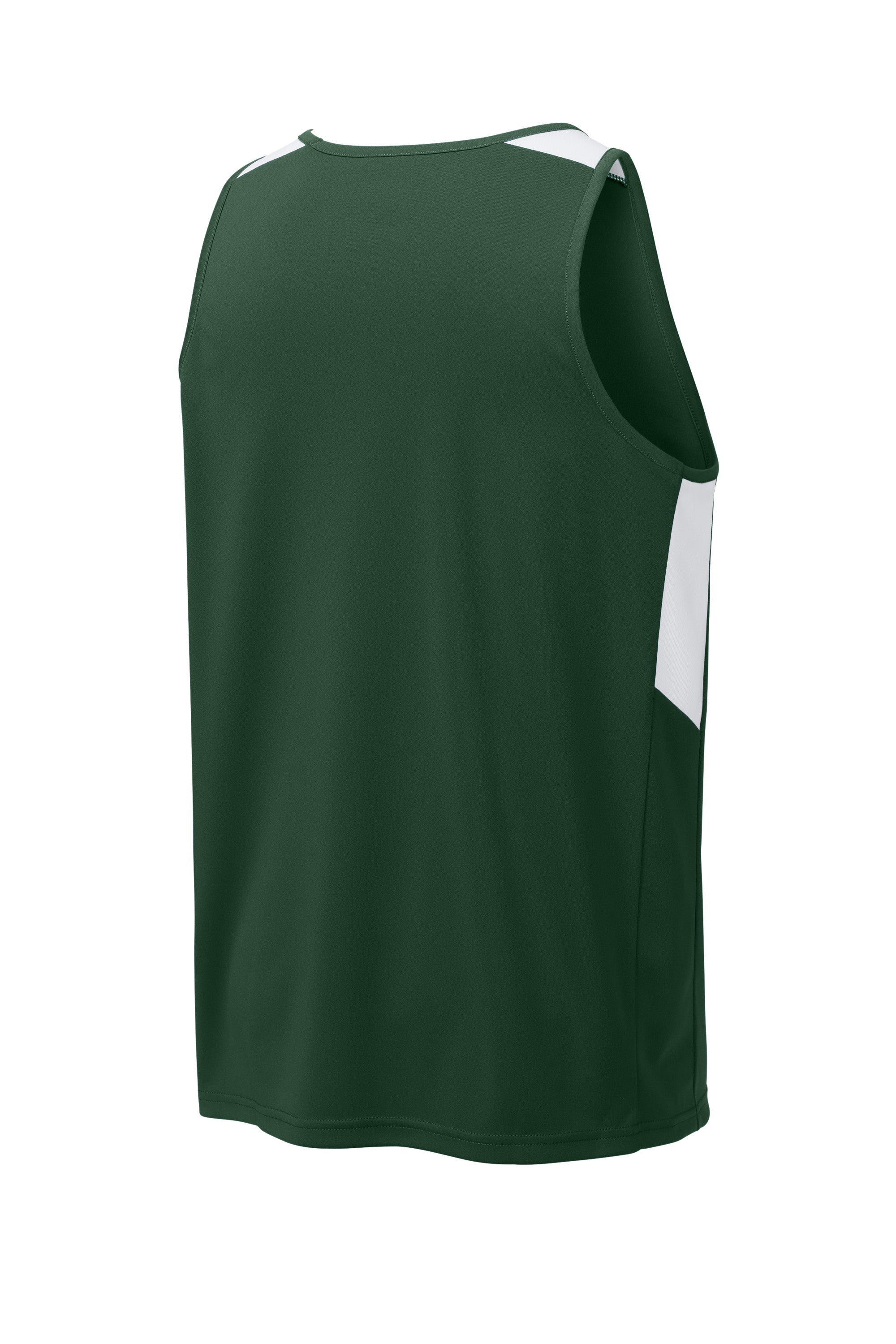 Sport-Tek ST446 Mens Club Track Tank Top Forest Green/White Forn Back