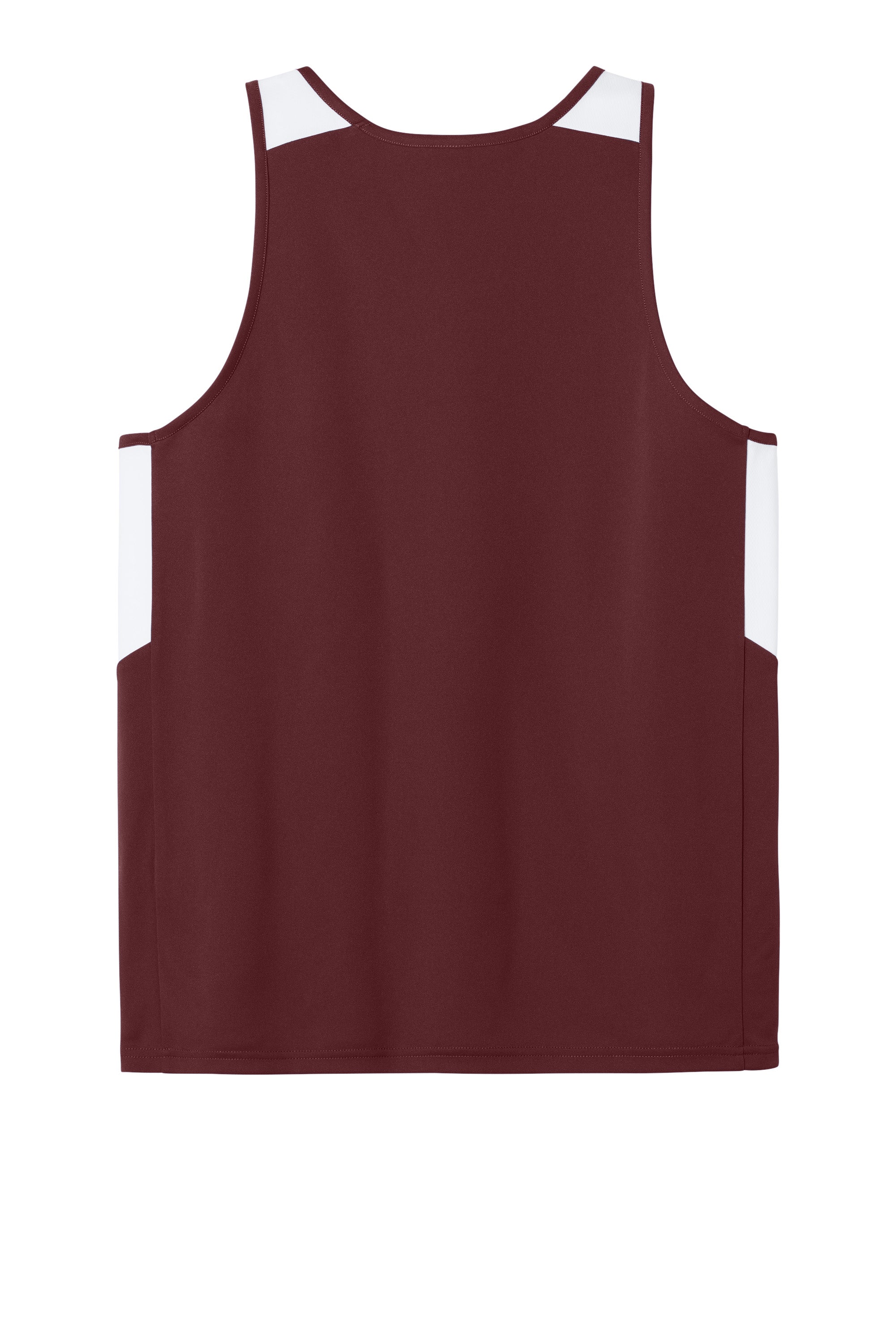 Sport-Tek ST446 Mens Club Track Tank Top Maroon/White Flat Back