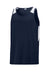 Sport-Tek ST446 Mens Club Track Tank Top True Navy Blue/White Form Front