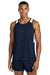 Sport-Tek ST446 Mens Club Track Tank Top True Navy Blue/White Model Front