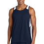Sport-Tek Mens Club Track Tank Top - True Navy Blue/White - NEW
