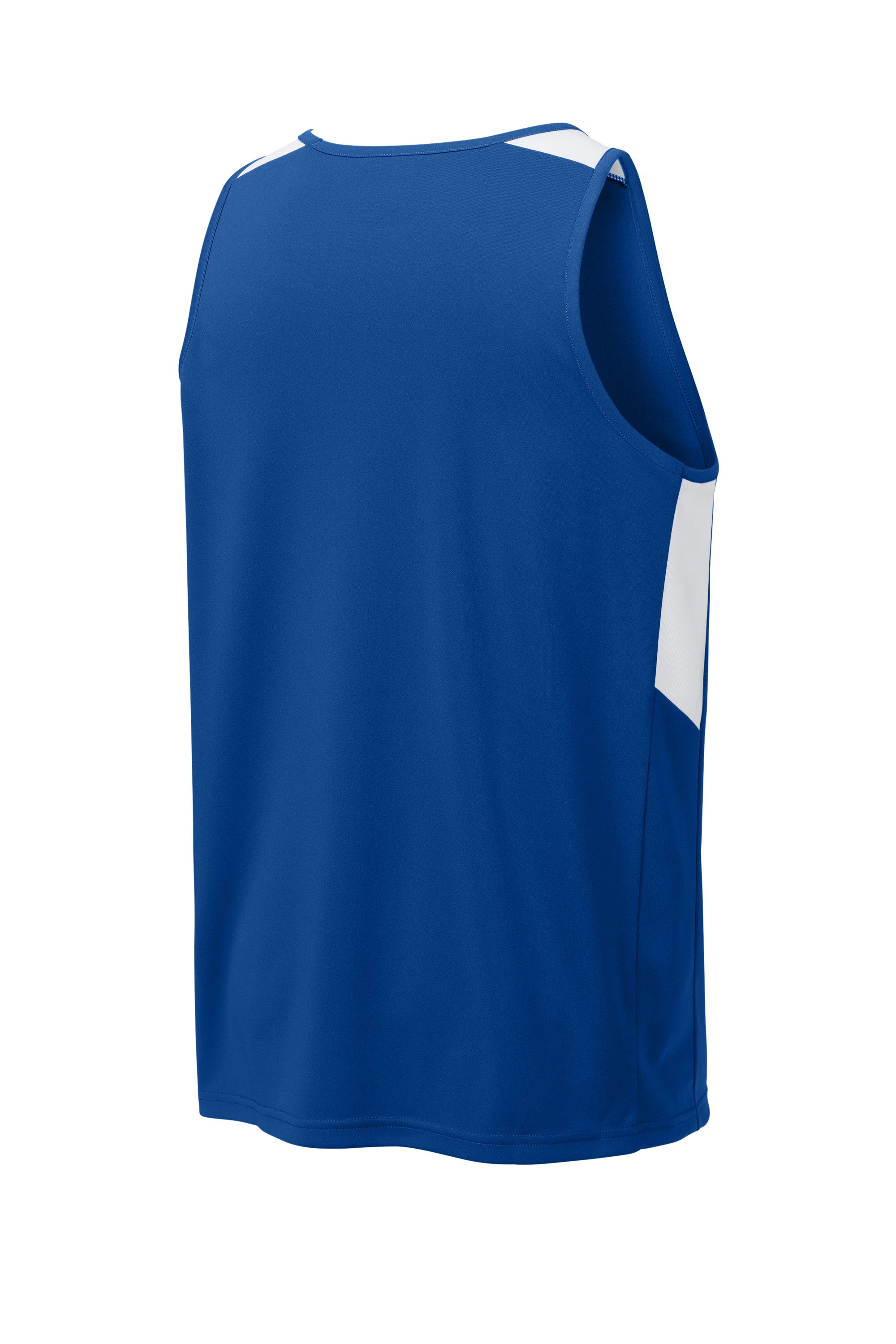 Sport-Tek ST446 Mens Club Track Tank Top True Royal Blue/White Forn Back