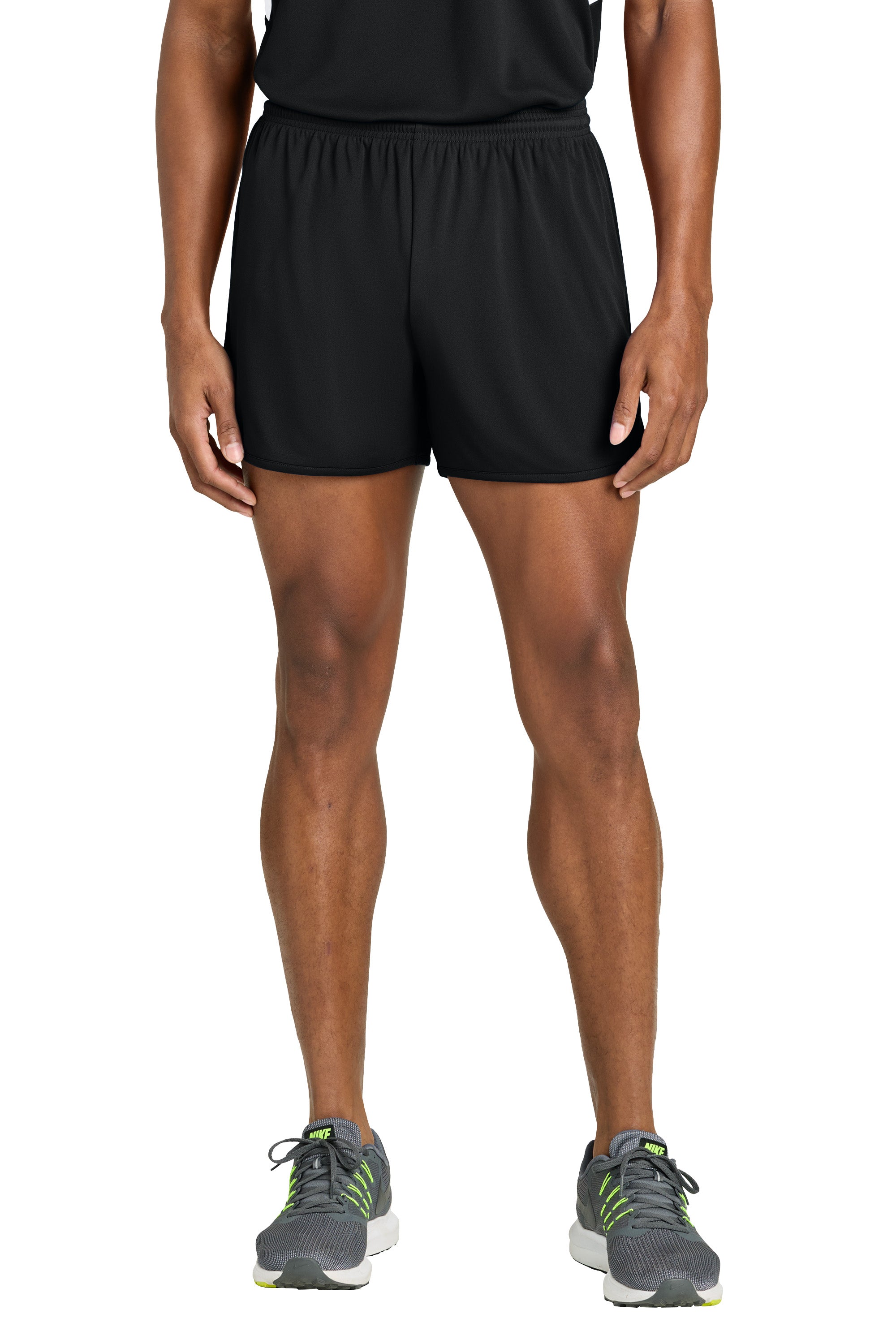 Sport-Tek ST447 Mens Club Track Shorts Black Model Front