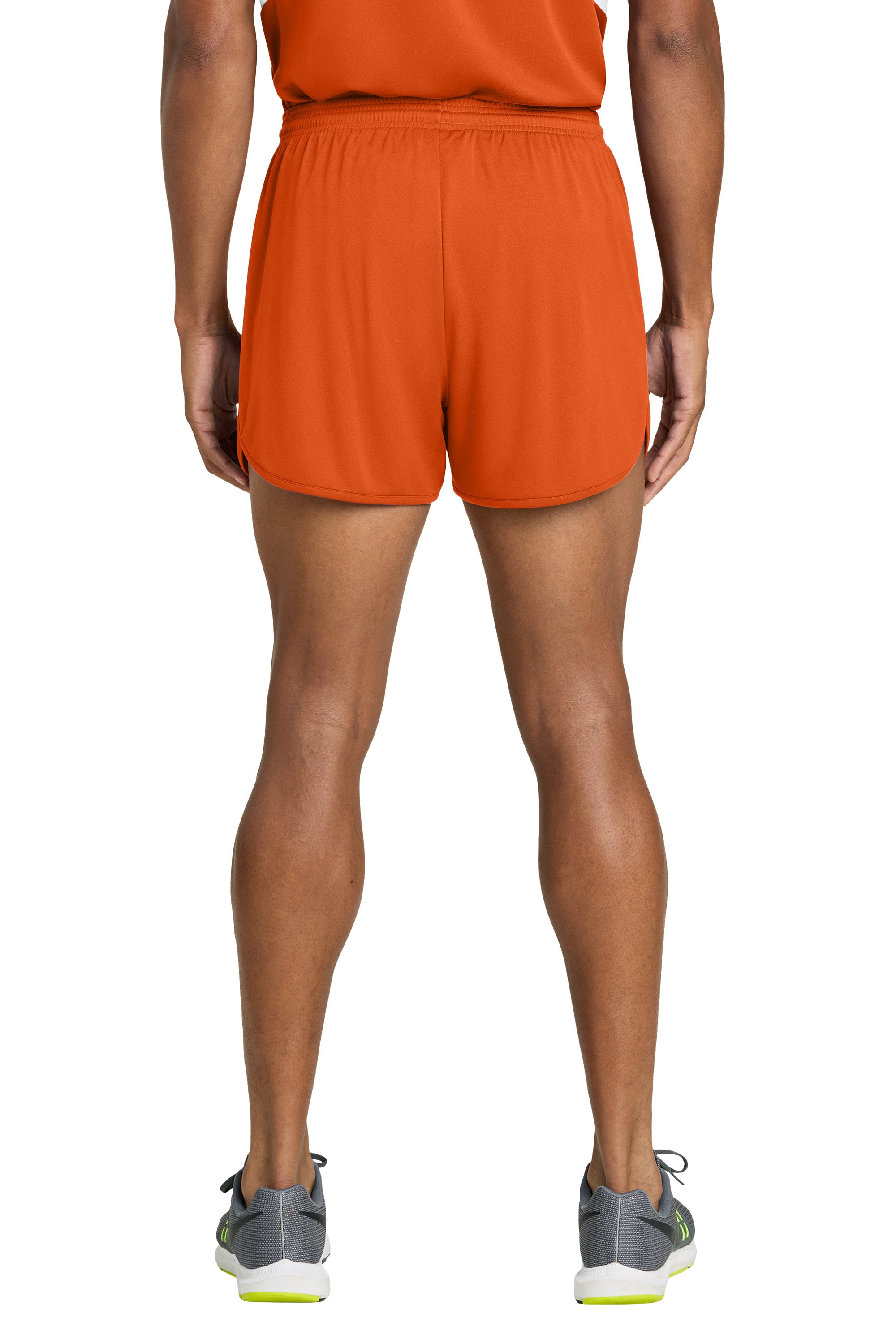Sport-Tek ST447 Mens Club Track Shorts Deep Orange Model Back