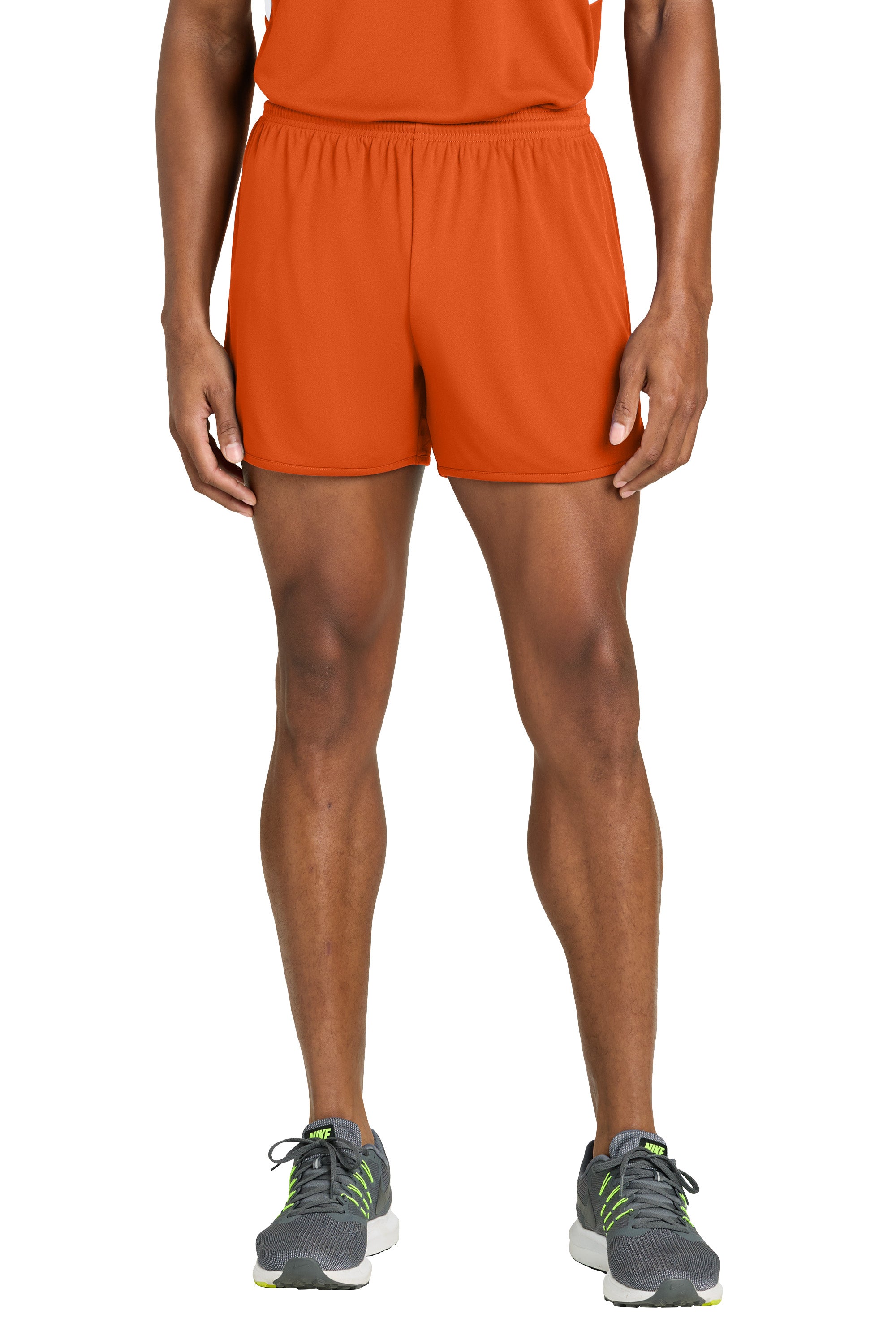 Sport-Tek ST447 Mens Club Track Shorts Deep Orange Model Front