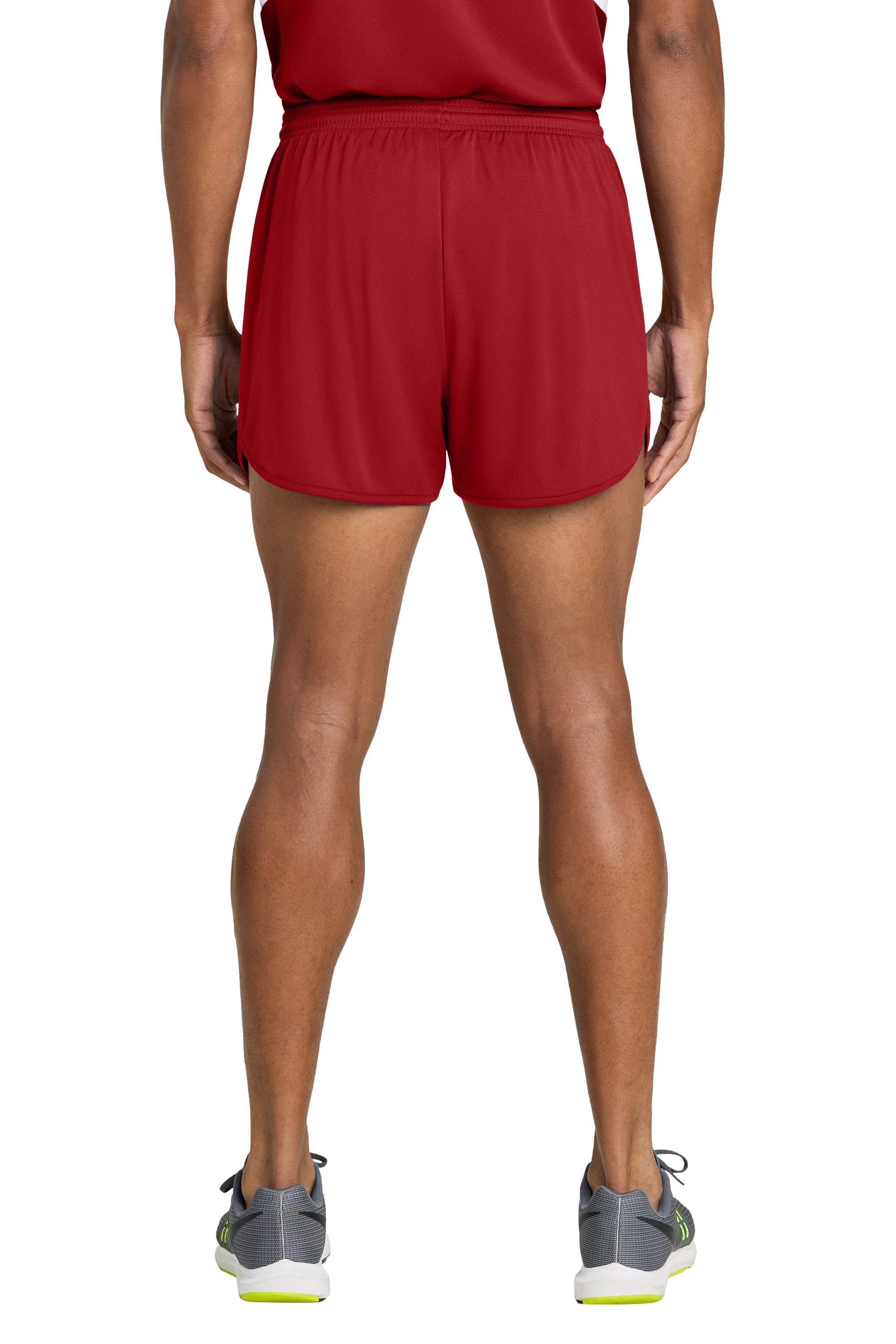 Sport-Tek ST447 Mens Club Track Shorts Deep Red Model Back