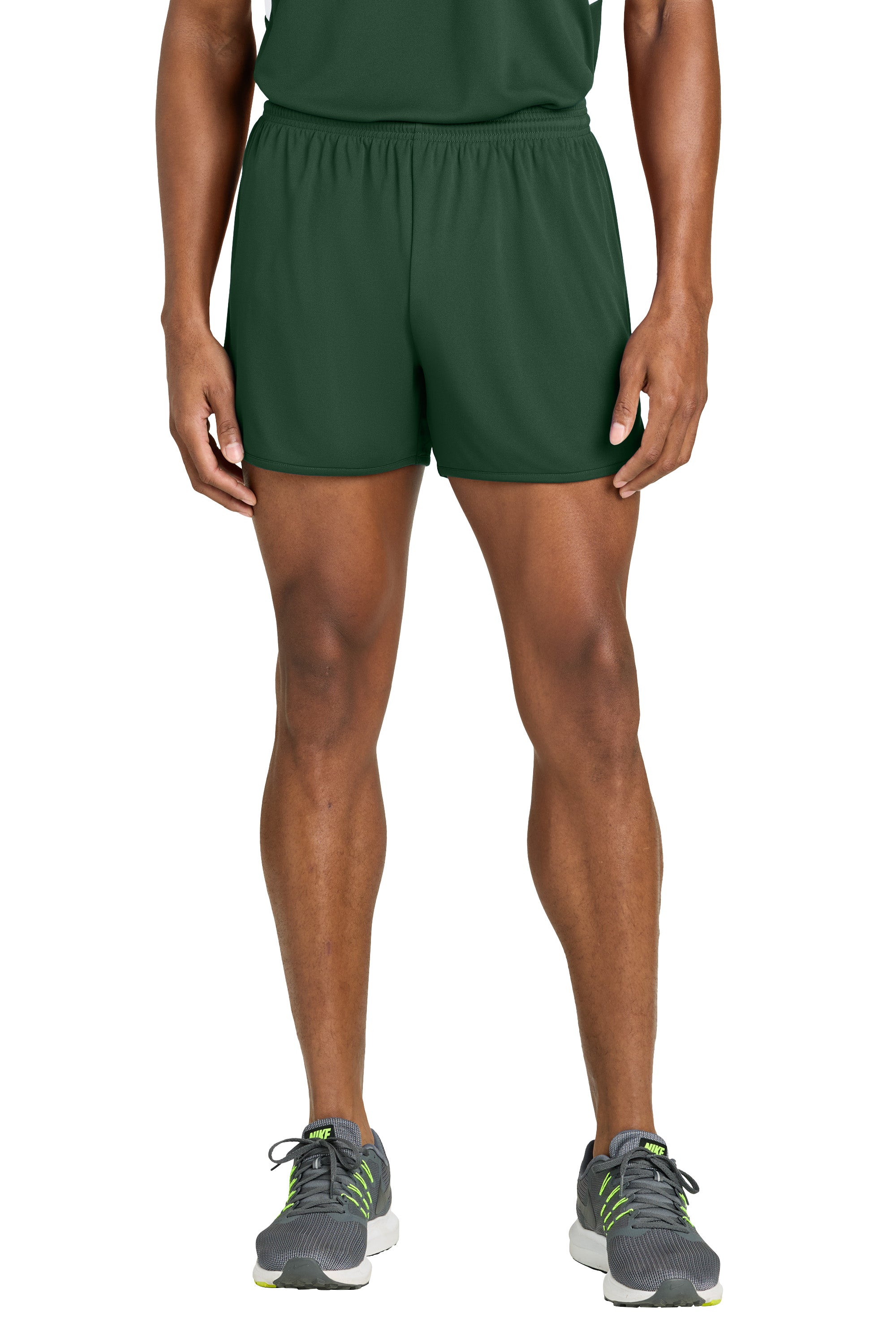 Sport-Tek ST447 Mens Club Track Shorts Forest Green Model Front