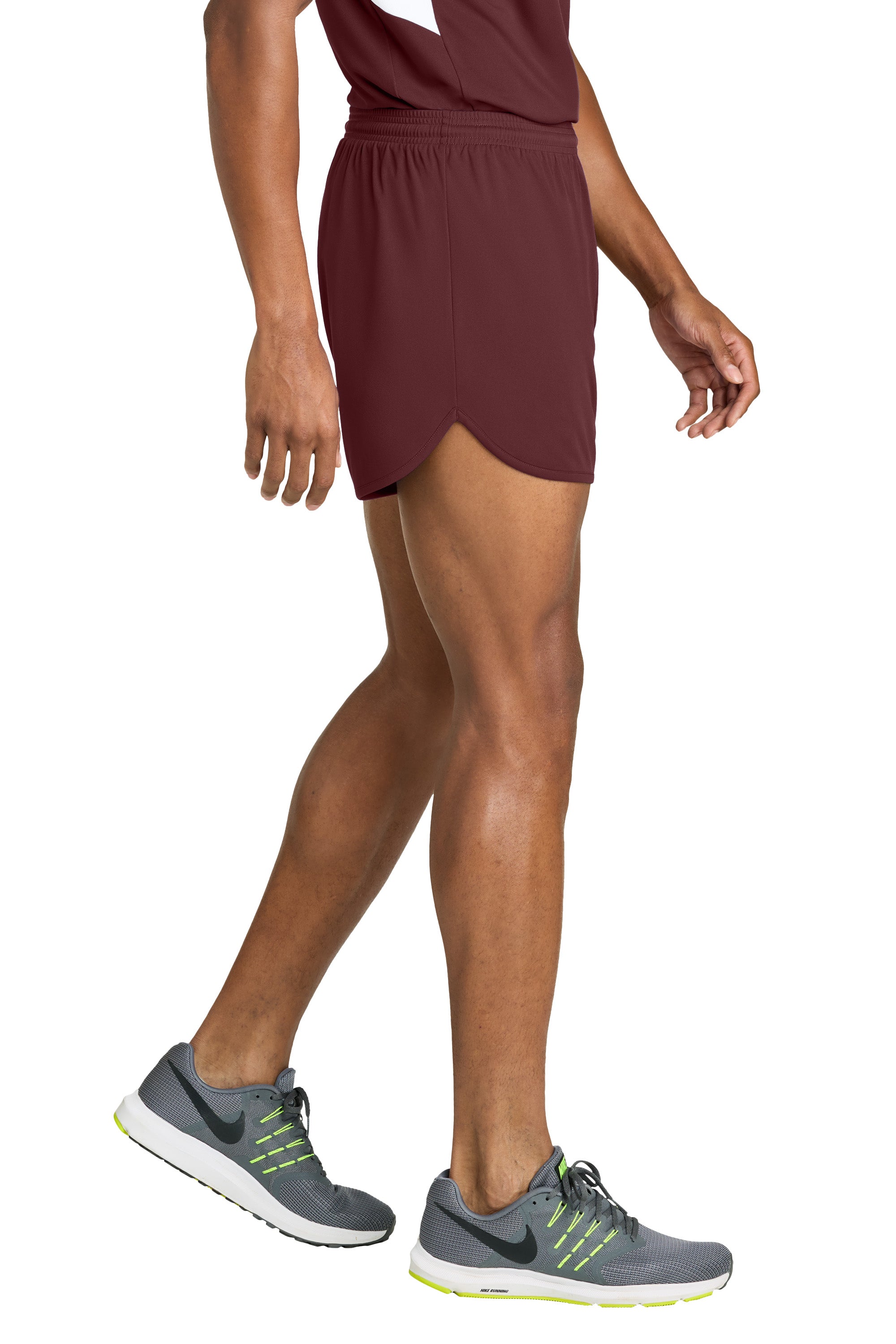 Sport-Tek ST447 Mens Club Track Shorts Maroon Model Side