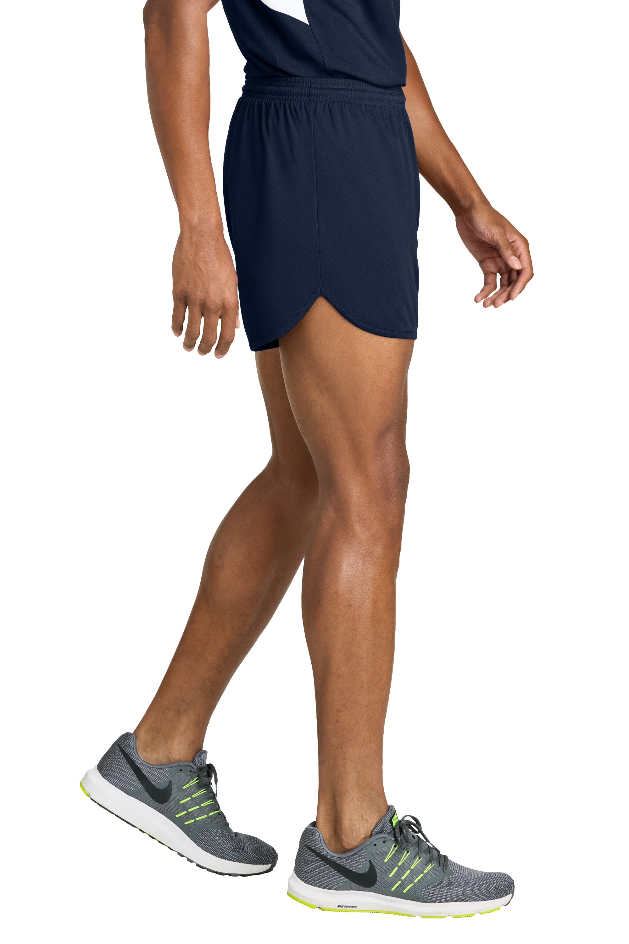 Sport-Tek ST447 Mens Club Track Shorts True Navy Blue Model Side