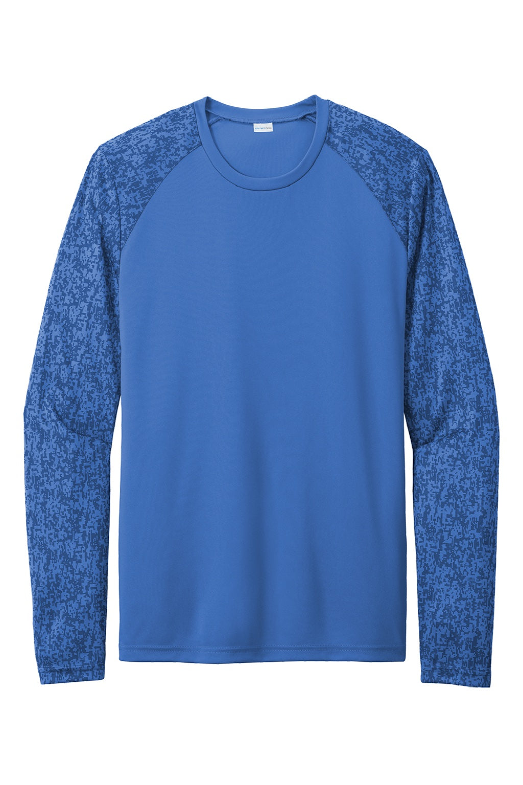 Sport-Tek ST460LS Mens Digi Camo Moisture Wicking Long Sleeve Crewneck T-Shirt Royal Blue Flat Front