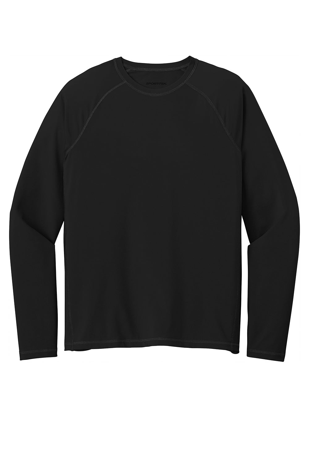Sport-Tek ST470LS Mens Rashguard Moisture Wicking Long Sleeve Crewneck T-Shirt Black Flat Front