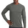 Sport-Tek Mens Rashguard Moisture Wicking Long Sleeve Crewneck T-Shirt - Dark Smoke Grey