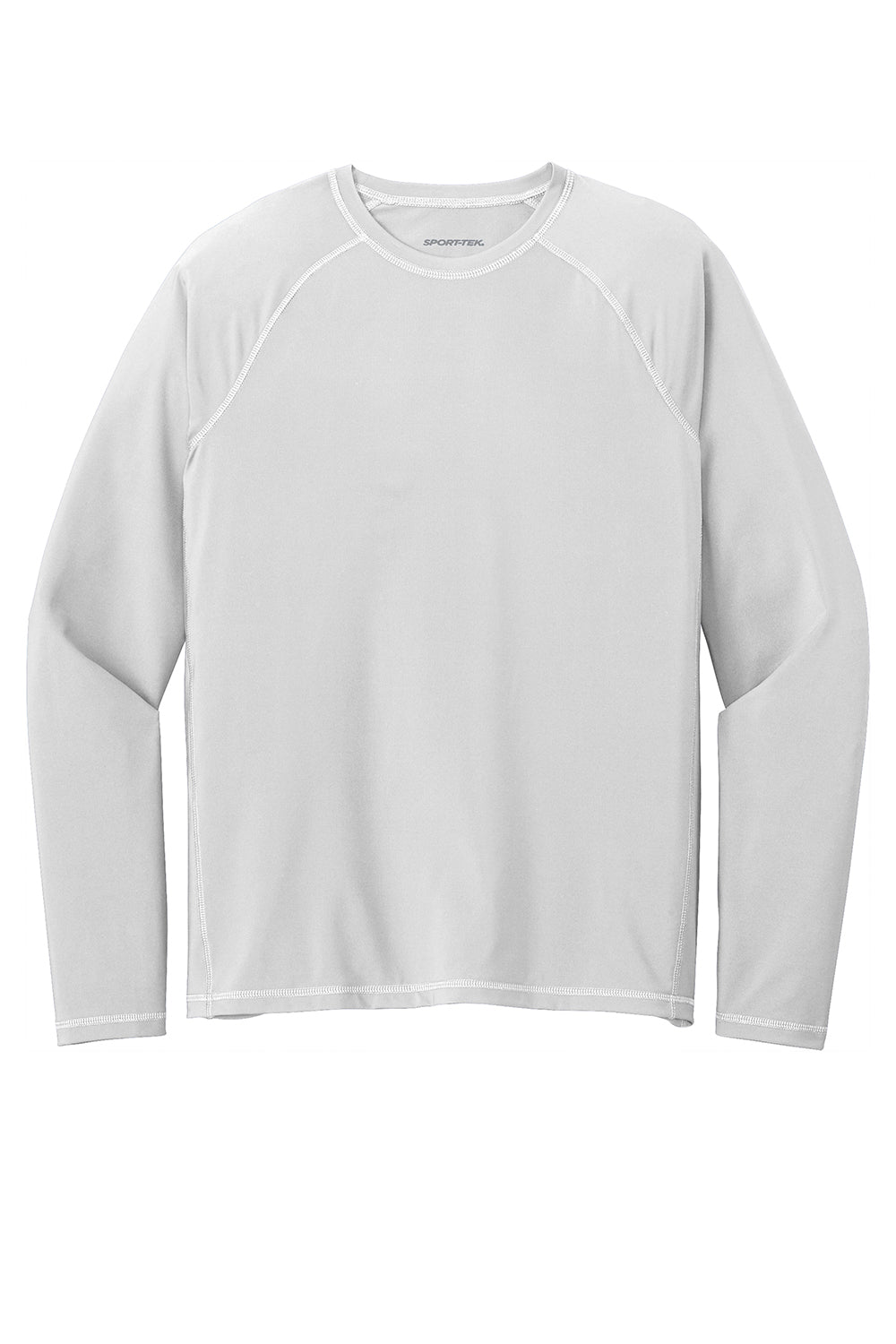 Sport-Tek ST470LS Mens Rashguard Moisture Wicking Long Sleeve Crewneck T-Shirt White Flat Front