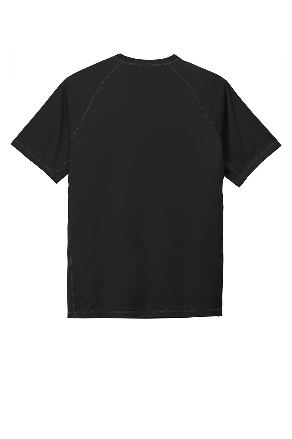 Sport-Tek ST470 Mens Rashguard Moisture Wicking Short Sleeve Crewneck T-Shirt Black Flat Back