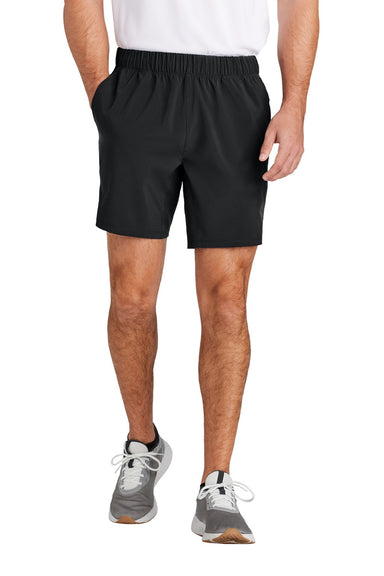 Sport-Tek ST485 Mens Repeat Moisture Wicking Shorts w/ Pockets Black Model Front