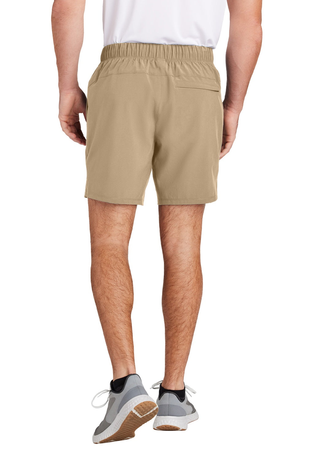 Sport-Tek ST485 Mens Repeat Moisture Wicking Shorts w/ Pockets Sport Khaki Brown Model Back