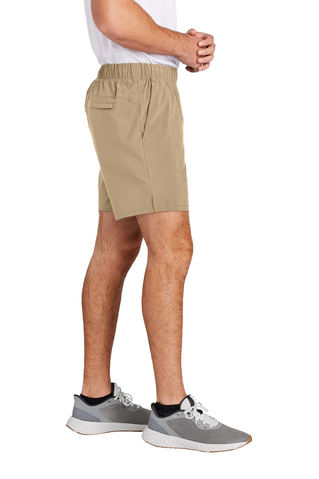 Sport-Tek ST485 Mens Repeat Moisture Wicking Shorts w/ Pockets Sport Khaki Brown Model Side