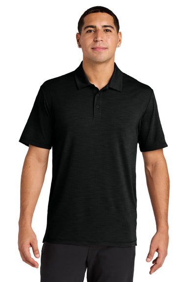 Sport-Tek ST490 Mens Versa Moisture Wicking Short Sleeve Polo Shirt Black Model Front