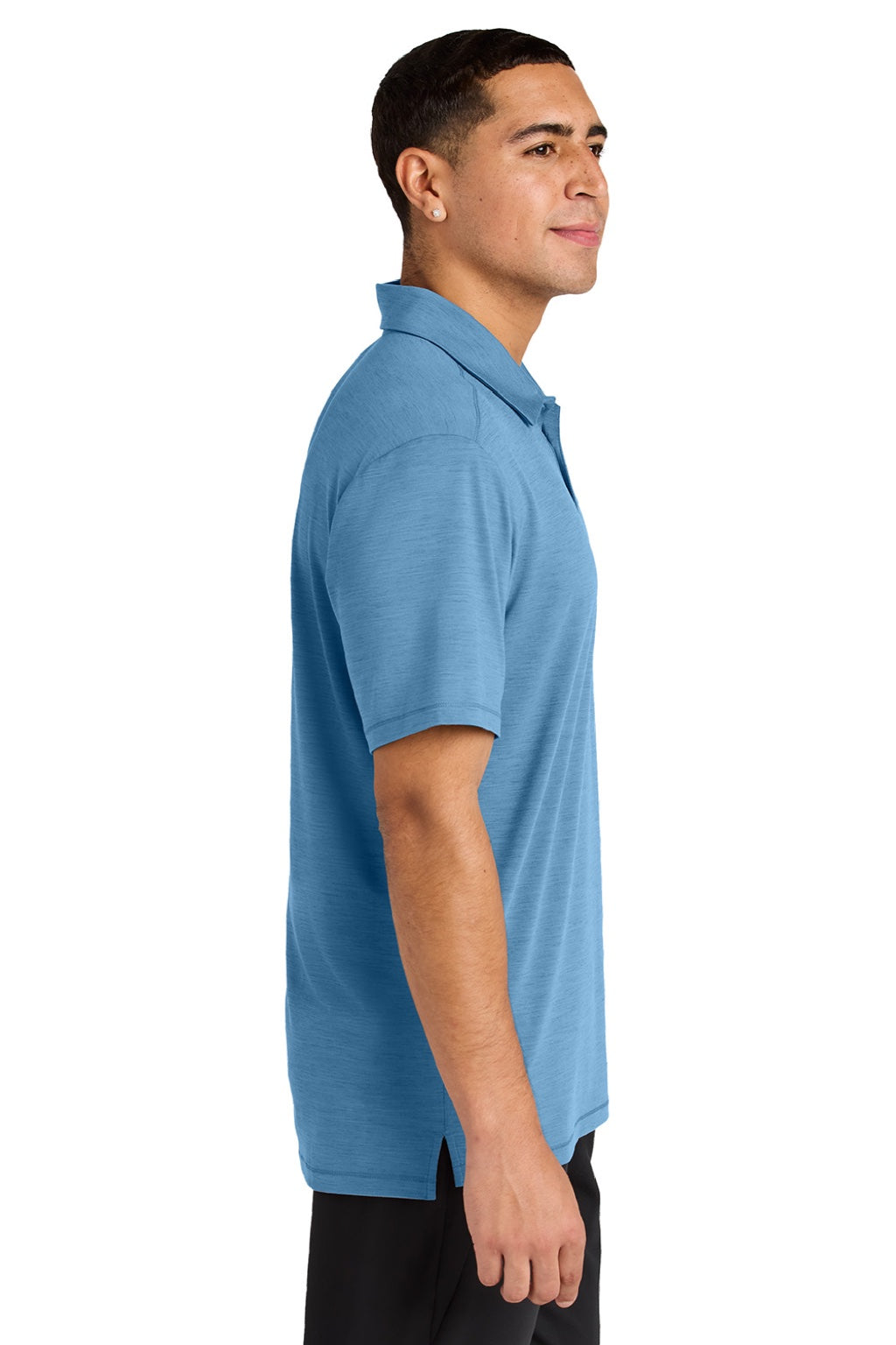 Sport-Tek ST490 Mens Versa Moisture Wicking Short Sleeve Polo Shirt Carolina Blue Model Side
