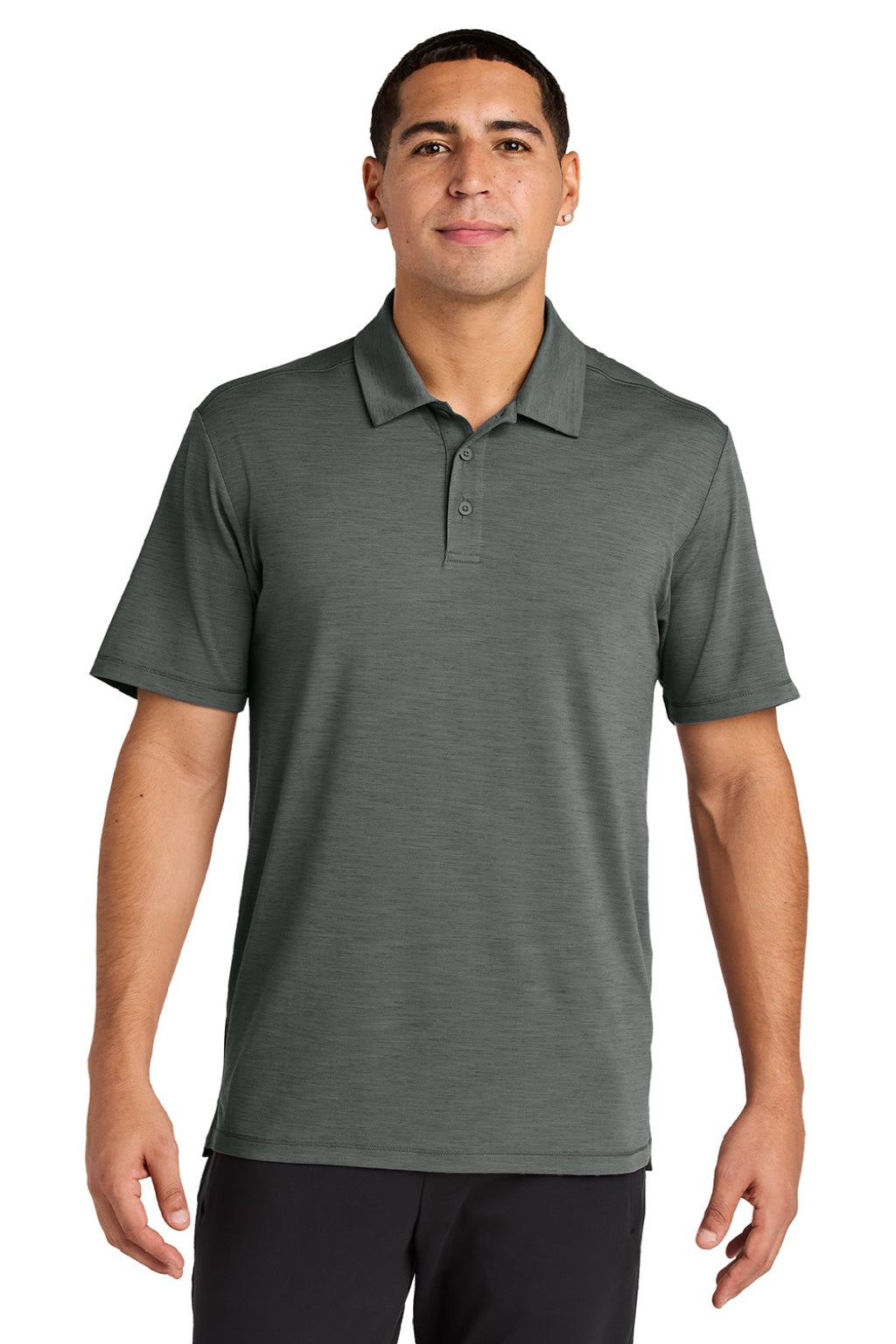 Sport-Tek ST490 Mens Versa Moisture Wicking Short Sleeve Polo Shirt Shadow Grey Model Front