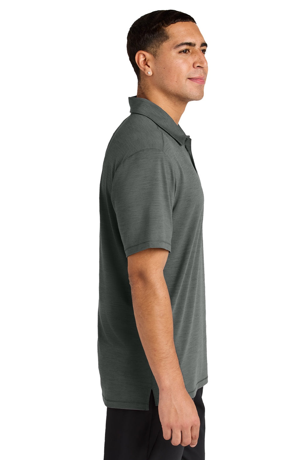 Sport-Tek ST490 Mens Versa Moisture Wicking Short Sleeve Polo Shirt Shadow Grey Model Side