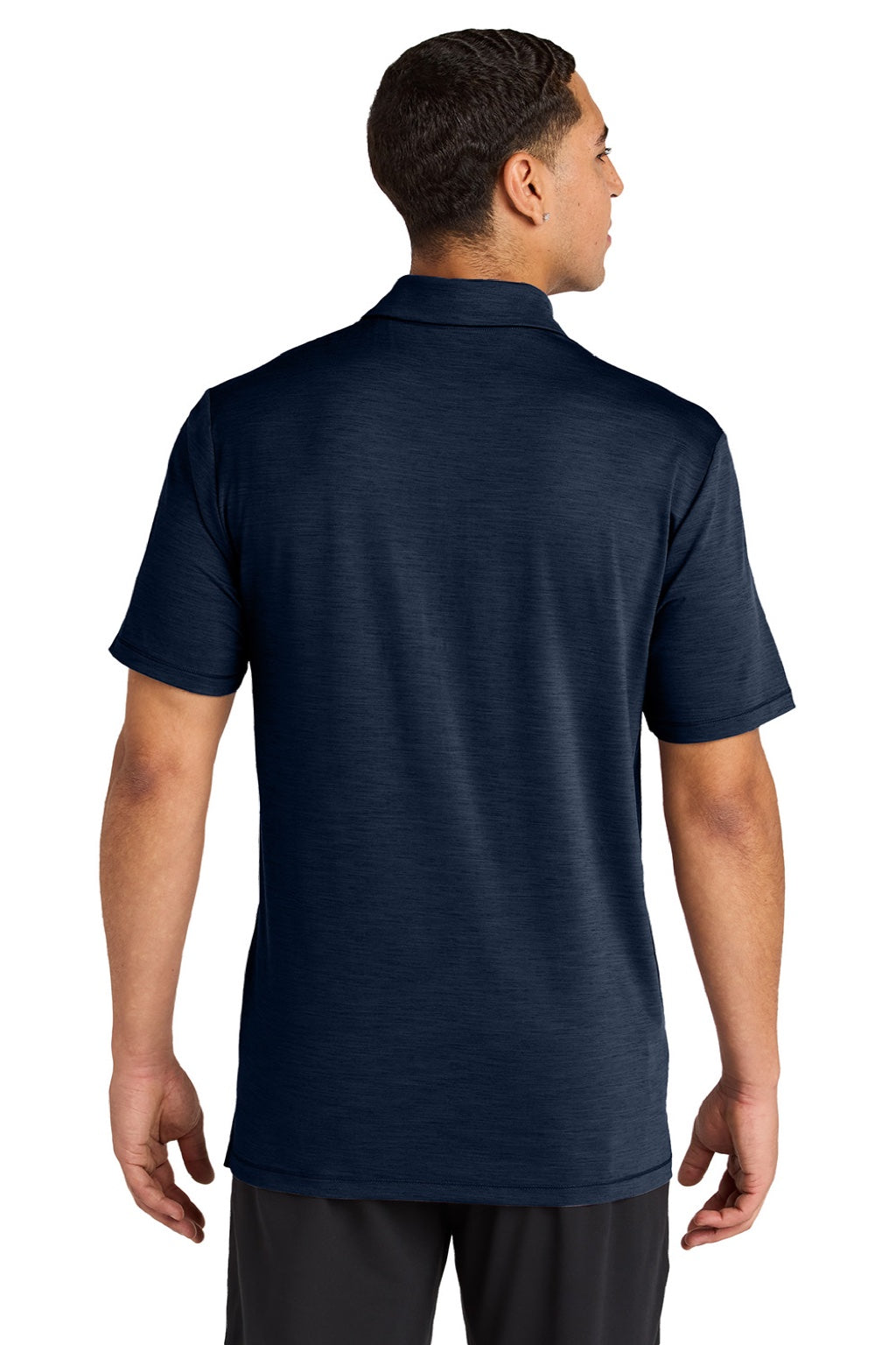 Sport-Tek ST490 Mens Versa Moisture Wicking Short Sleeve Polo Shirt True Navy Blue Model Back