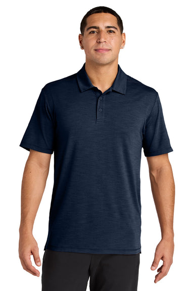 Sport-Tek ST490 Mens Versa Moisture Wicking Short Sleeve Polo Shirt True Navy Blue Model Front