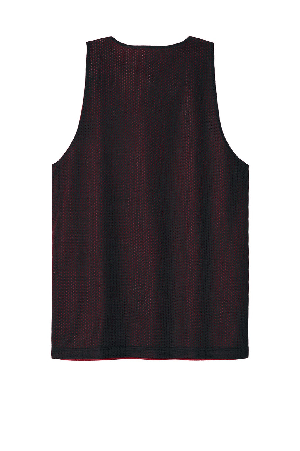 Sport-Tek ST5000 Mens Moisture Wicking Reversible Mesh Tank Top Black/Deep Red Flat Back