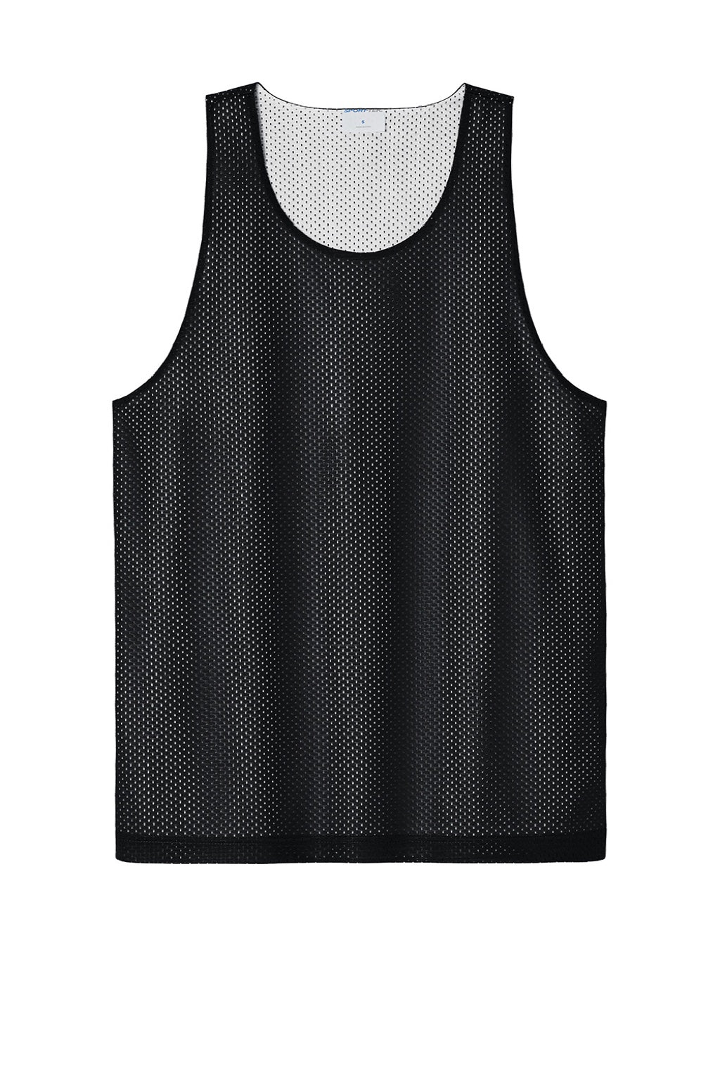 Sport-Tek ST5000 Mens Moisture Wicking Reversible Mesh Tank Top Black/White Flat Front