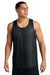 Sport-Tek ST5000 Mens Moisture Wicking Reversible Mesh Tank Top Black/White Model Front
