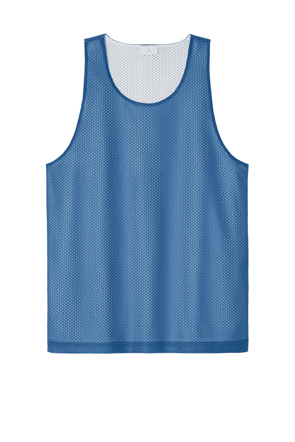 Sport-Tek ST5000 Mens Moisture Wicking Reversible Mesh Tank Top Carolina Blue/White Flat Front