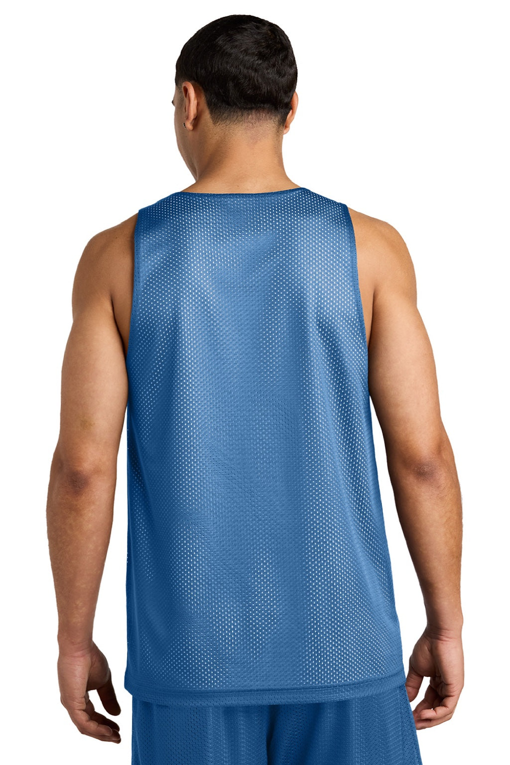 Sport-Tek ST5000 Mens Moisture Wicking Reversible Mesh Tank Top Carolina Blue/White Model Back