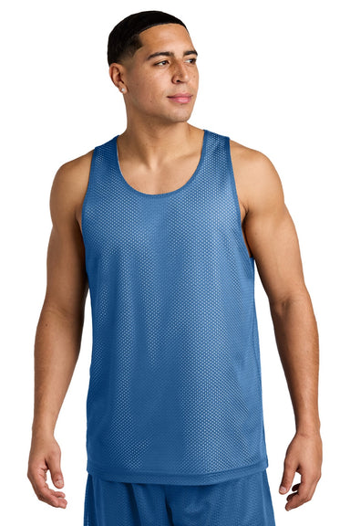 Sport-Tek ST5000 Mens Moisture Wicking Reversible Mesh Tank Top Carolina Blue/White Model Front