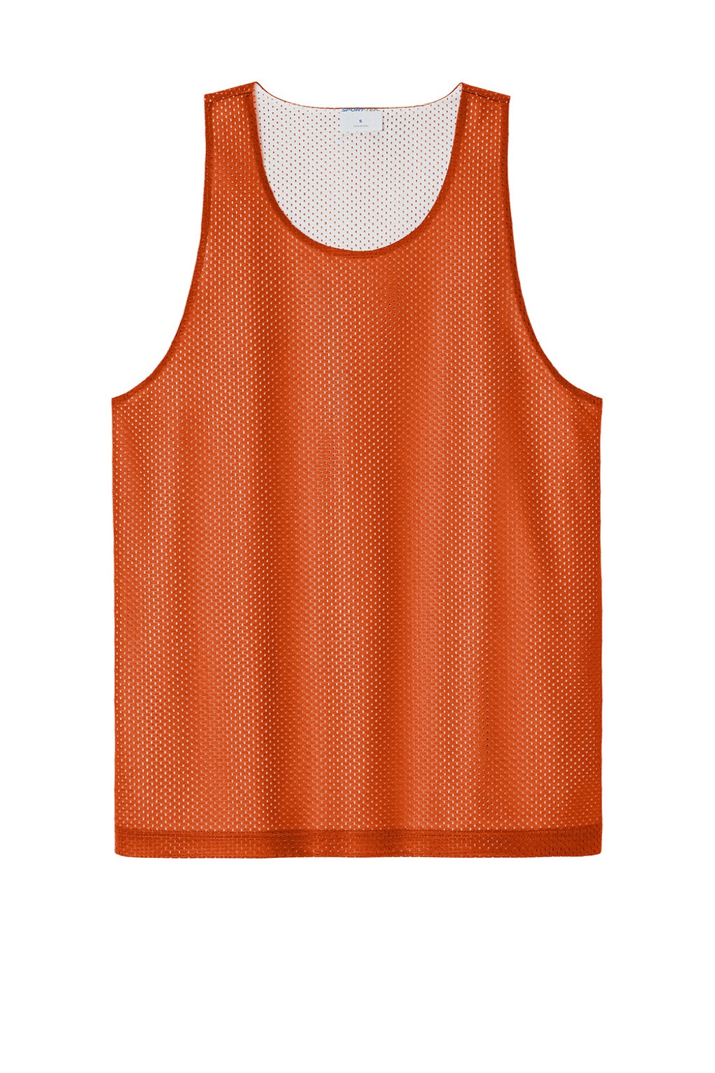 Sport-Tek ST5000 Mens Moisture Wicking Reversible Mesh Tank Top Deep Orange/White Flat Front