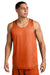 Sport-Tek ST5000 Mens Moisture Wicking Reversible Mesh Tank Top Deep Orange/White Model Front